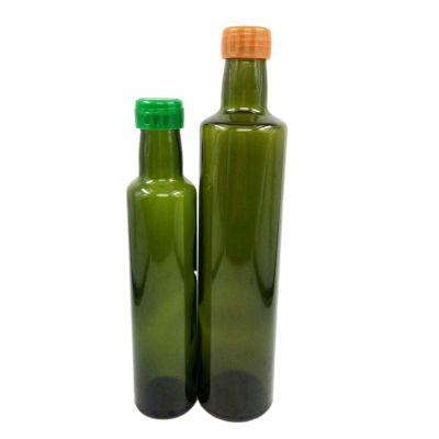Design Round Shape 250 ml Dark Green Olive oil Small Glass Bottle With Screw