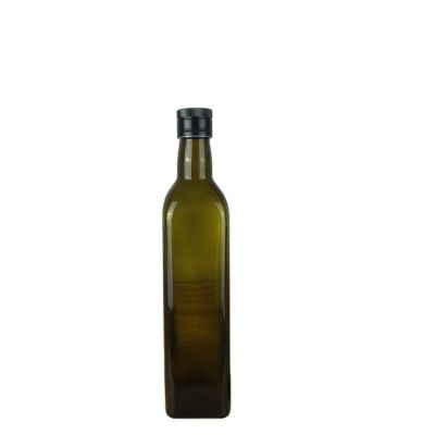 manufacturer food grade 500 ml dark green square glass olive oil bottles with screw 