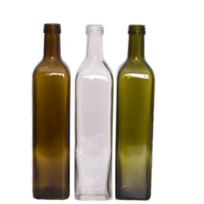 Custom Unique Design 1000 ml Dark Green Square Olive oil Glass Bottle With Screw 