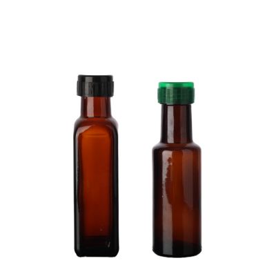 Cheap price small 100 ml brown round Square Cooking Olive oil Small Glass Bottle With Screw 