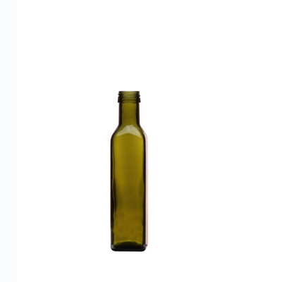 High quality kitchen use empty 250ml dark green square cooking oil glass bottles for olive oil 