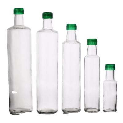 Empty Clear Round Shape 750 Ml 1000 Ml Glass Olive Oil Bottle For Cooking With Screw
