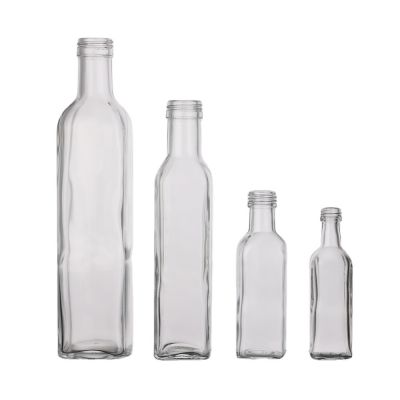 High quality square small vinegar empty clear 250ml 500ml glass cooking olive oil bottle 