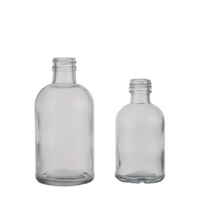 Empty clear new design round 120 ml 250 ml glass fruit coffee syrup bottles with lid 