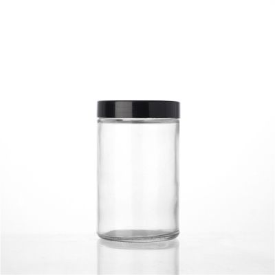 Factory design 510 ml empty clear glass spice storage jar with plastic screw lid