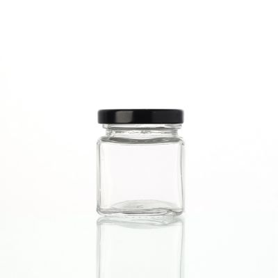 Clear Square Shape 80 ml Containers Glass Storage Pickle Jar With Metal Lid 