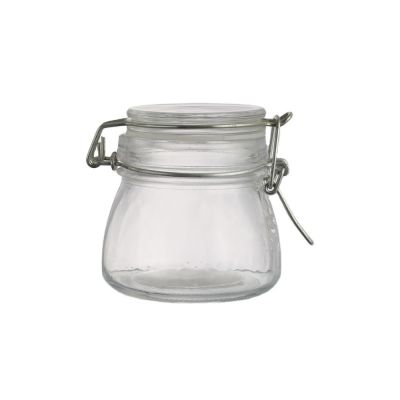 Top Quality 200 ml round shape fancy honey glass storage jar with wooden cork lids
