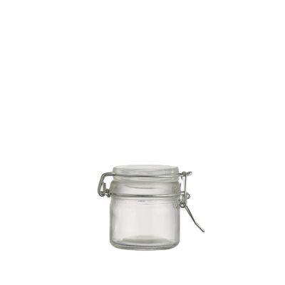Factory Price clear small Glass Jar 100 ml pickle Storage Jar Bottle With Flip Top Lid 