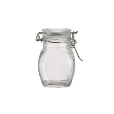 New selling good price special shape transparent 100 ml glass storage jars with lid 