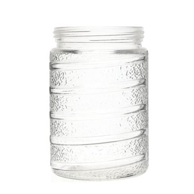 Special design 1.5L straight side embossed empty tall round storage jar containers 