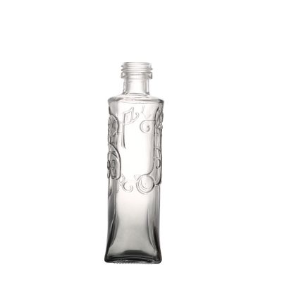High Quality Emboss panting 50 ml Clear Square Glass Perfume Bottle With Screw 