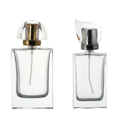 Custom 50 ml 60 ml Customized Clear Square Glass Perfume Bottle With Atomizer 
