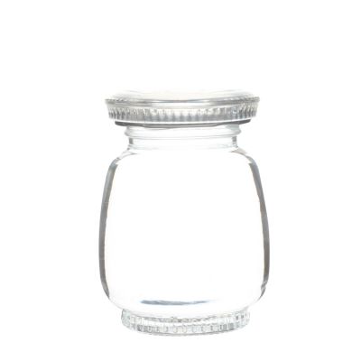 Wholesale 100ml 200ml empty clear custom screw mouth packing jam jar bird's nest glass bottles 