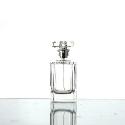 2020 wholesale luxury 100ml spray transparent clear square perfume empty glass bottle china 
