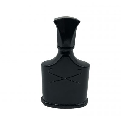 Mini design 25 ml perfume creed glass bottle with gloss black cap 