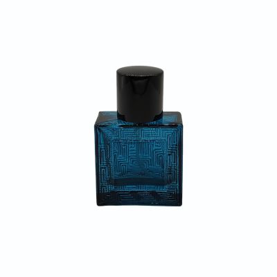 25ml square flat retro blue glass perfume bottle 