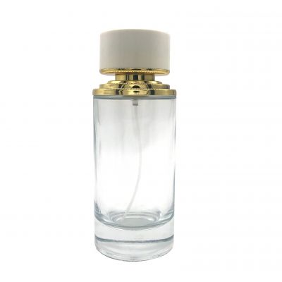 Crimp neck Arabian design cylindrical perfume bottle 100 ml with heavy plastic cap 