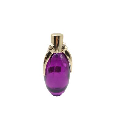High quality 75ml unique design purple perfume cosmetics containers and packaging glass bottles 