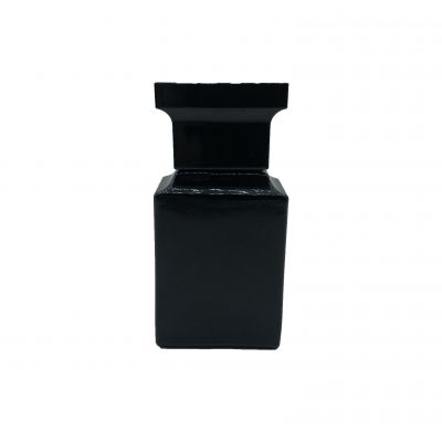 Mini design 25 ml square black spray glass bottle with aluminum piece cap 