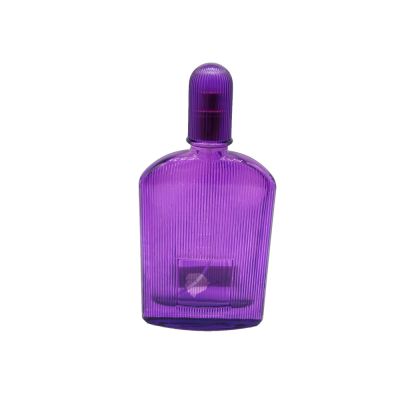 High quality purple 100 ml long perfume glass bottles frosted glass bottles empty perfume bottle for sale 