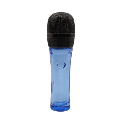 Blue microphone style glass perfume bottle 