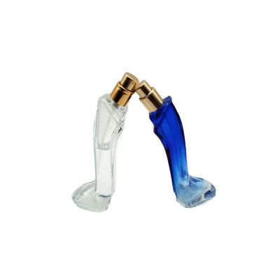 High heel shoe shape glass jar cosmetic wholesale 30 ml light blue glass spray perfume bottle empty glass bottle 
