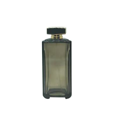 100ml Trapezoidal perfume bottle, cyan glass bottle, aluminum cap 