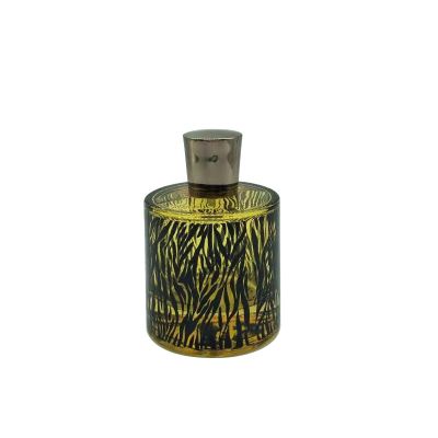 50ml Brown pattern cylindrical perfume glass bottle 