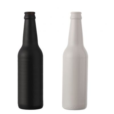 High quality wholesale black white color empty 330ml 33cl bottles glass beer with crown lids 