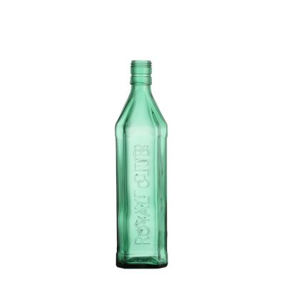 China good price custom-made 700 ml empty square green glass beer bottle with screw 