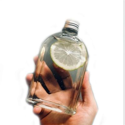 Hot Sale 100ml 200ml 250ml 350ml 500ml Arc And Rhombic-Shaped Transparent Glass Beverage Juice Bottle