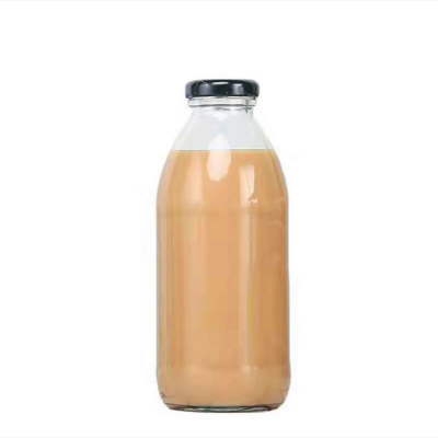 Hot Sales Customized Empty 300ML 500ML Glass Milk Bottle With Metal Lid For Juice Milk Tea Coffee