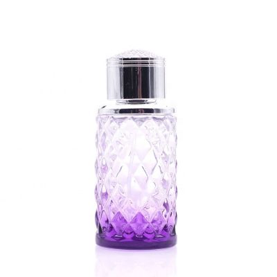 Wholesale Screen Printing Gradual Purple Empty Glass Perfume Bottle 60 Ml 