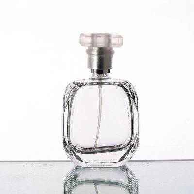 Wholesale Luxury Refillable 60ml Empty Transparent Rectangular Glass Cosmetic Spray Bottle Simple Thicken Glass Perfume Bottle 