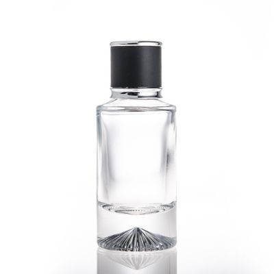 Fancy Attar Crimp 60ml Transparent Round Oil Perfume Glass Bottle Arabian