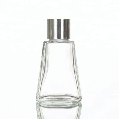 Square Base Cologne Glass Perfume Diffuser Bottle With Wooden lid 