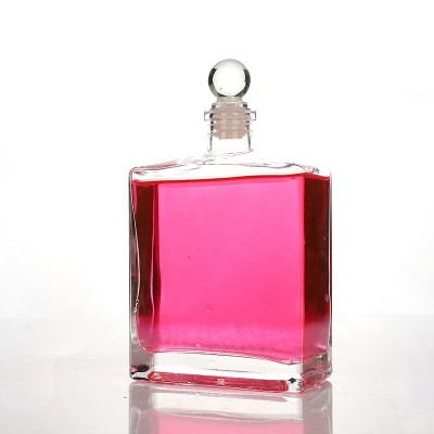 New Style Flat Square 500ml Large Capacity Aroma Reed Diffuser Glass Bottle With Glass Stopper 