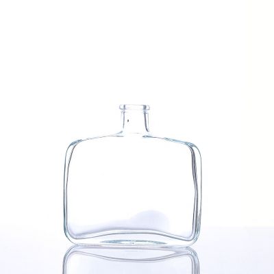 China Supplier 350ml Blue Flat Square Glass Reed Diffuser Bottle With Cork
