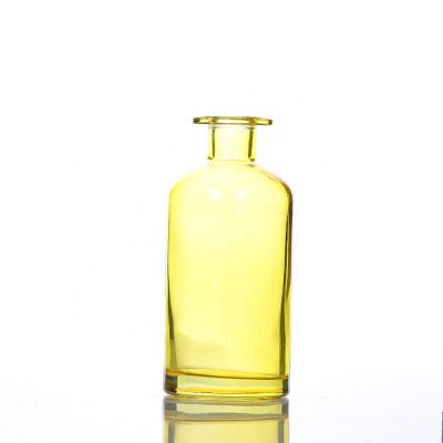 Hot Sale High Quality 300ml round shape Yellow Empty Air Freshener Glass Diffuser Bottle 