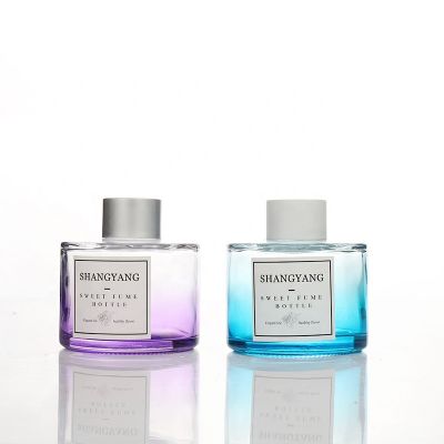 Wholesale 100ml color gradient round shape fragrance bottle glass aroma diffuser bottle 