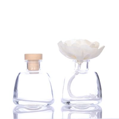 Custom Design 100 ml Round Trapezoid Aroma Oil Bottle Empty Reed Diffuser Glass Bottle 