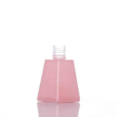 Supply 50ml Empty Unique Shaped Frosted Pink Glass Aroma Oil Reed Diffuser Bottle 