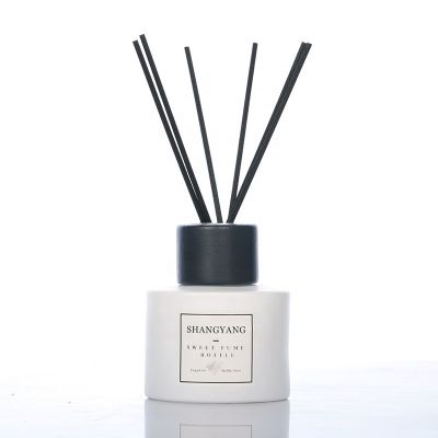 New Design 100ml Round Empty Porcelain White Glass Aroma Diffuser Bottle with Reed Stick 