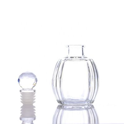 Factory wholesales 100ml Bayonet ball shape Vertical Stripes Glass Bottle Reed Diffuser 