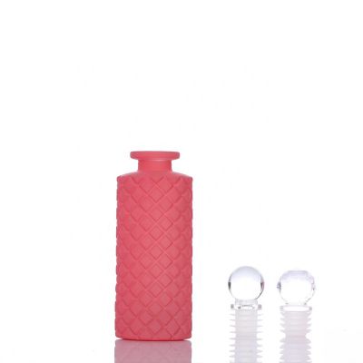 Wholesales matte red color high Carving Cylindrical glass diffuser bottles perfume bottles 
