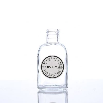 Home Decorative Glass Bottles Square Bottom 120ml Clear Aroma Reed Diffuser Glass Bottle 