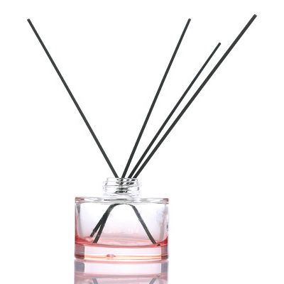 Wholesale decorative 170ml gradient pink round shape empty glass aroma fragrance diffuser bottles 