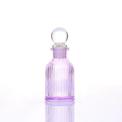 High quality 100ml Italy rome shape purple stripe vertical surface aroma reed diffuser glass bottle 