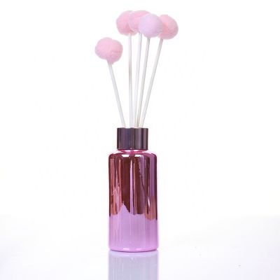 Wholesale 100ml Cylindrical Simple Design Pink Glass Empty aroma diffuser Bottle 