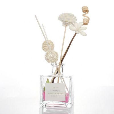 Wholesale 200ml home fragrance reed diffuser square glass diffuser air freshener 